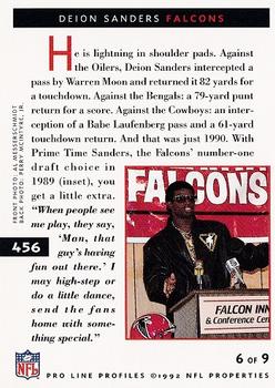 1992 Pro Line Profiles #456 Deion Sanders Back