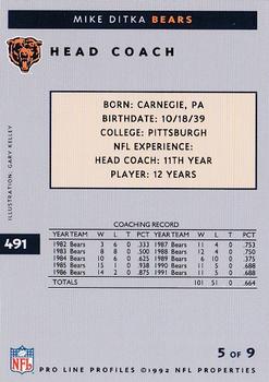 1992 Pro Line Profiles #491 Mike Ditka Back