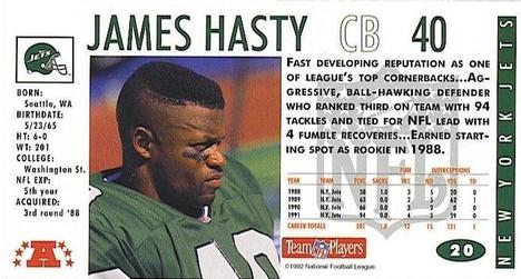 1992 GameDay #20 James Hasty Back