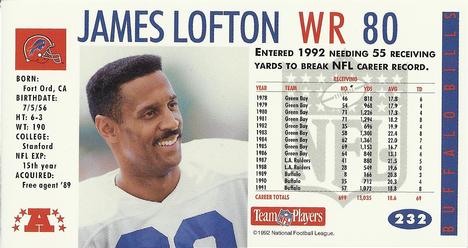 1992 GameDay #232 James Lofton Back