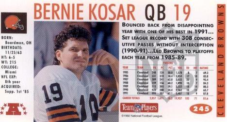 1992 GameDay #245 Bernie Kosar Back