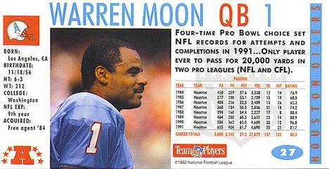 1992 GameDay #27 Warren Moon Back