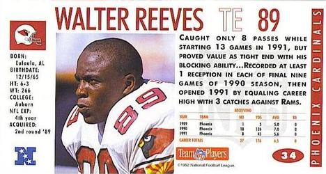 1992 GameDay #34 Walter Reeves Back