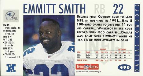 1992 GameDay #490 Emmitt Smith Back