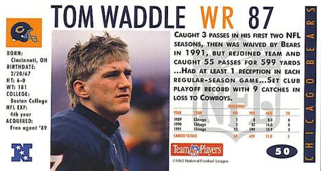1992 GameDay #50 Tom Waddle Back