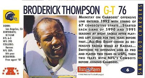 1992 GameDay #6 Broderick Thompson Back