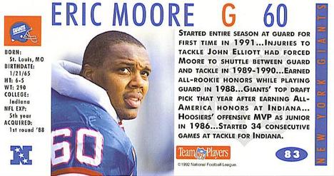 1992 GameDay #83 Eric Moore Back