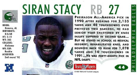 1992 GameDay #44 Siran Stacy Back