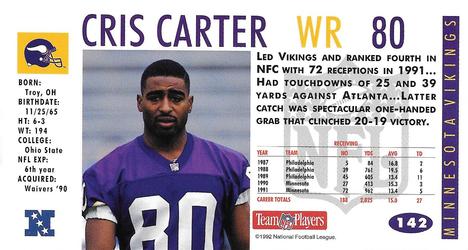 1992 GameDay #142 Cris Carter Back