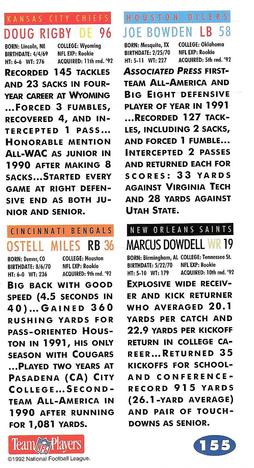 1992 GameDay #155 Joe Bowden / Doug Rigby / Marcus Dowdell / Ostell Miles Back