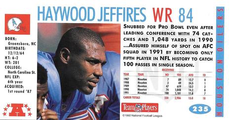 84 HAYWOOD JEFFIRES Houston Oilers NFL WR White Throwback Jersey