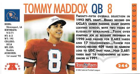 1992 GameDay #244 Tommy Maddox Back