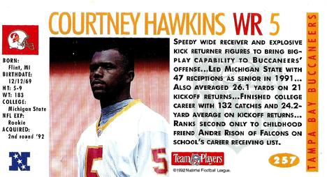 1992 GameDay #257 Courtney Hawkins Back