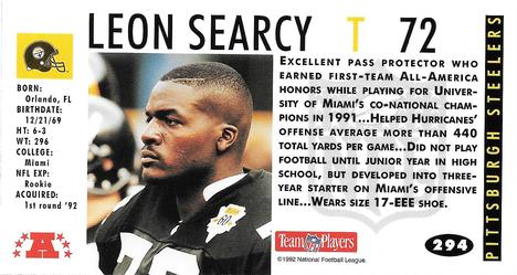 1992 GameDay #294 Leon Searcy Back