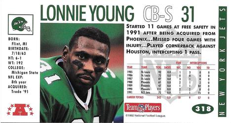 1992 GameDay #318 Lonnie Young Back