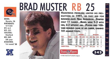 1992 GameDay #342 Brad Muster Back