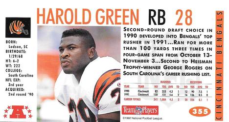 1992 GameDay #355 Harold Green Back
