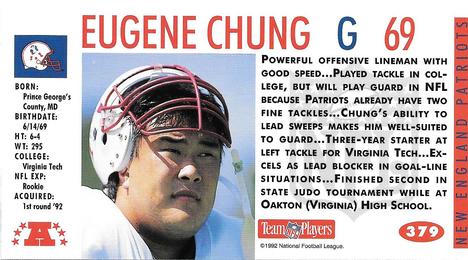 1992 GameDay #379 Eugene Chung Back