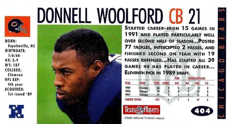 1992 GameDay #404 Donnell Woolford Back