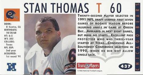 1992 GameDay #437 Stan Thomas Back
