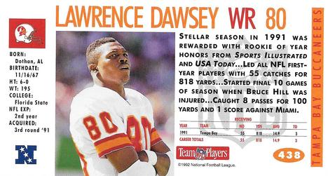 1992 GameDay #438 Lawrence Dawsey Back