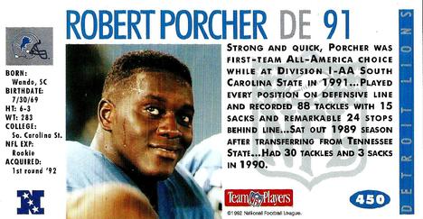1992 GameDay #450 Robert Porcher Back