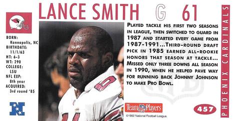 1992 GameDay #457 Lance Smith Back