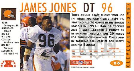 1992 GameDay #86 James Jones Back