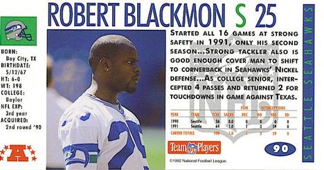 1992 GameDay #90 Robert Blackmon Back