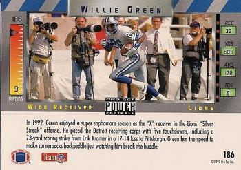 1993 Pro Set Power #186 Willie Green Back