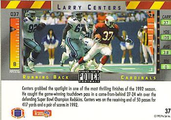 1993 Pro Set Power #37 Larry Centers Back