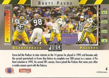 1993 Pro Set Power #4 Brett Favre Back