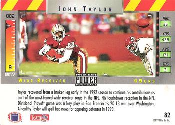 1993 Pro Set Power #82 John Taylor Back