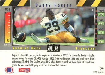 1993 Pro Set Power #29 Barry Foster Back