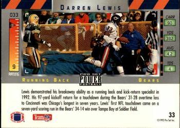 1993 Pro Set Power #33 Darren Lewis Back