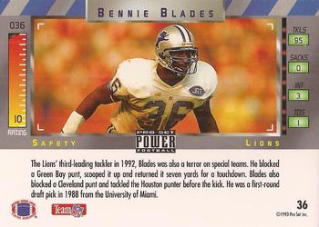 1993 Pro Set Power #36 Bennie Blades Back
