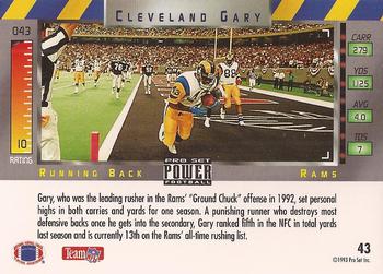 1993 Pro Set Power #43 Cleveland Gary Back