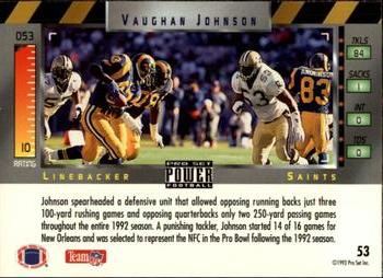 1993 Pro Set Power #53 Vaughan Johnson Back