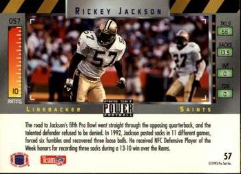 1993 Pro Set Power #57 Rickey Jackson Back