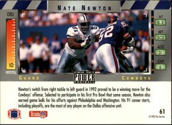1993 Pro Set Power #61 Nate Newton Back