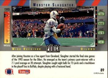 1993 Pro Set Power #89 Webster Slaughter Back