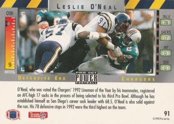 1993 Pro Set Power #91 Leslie O'Neal Back