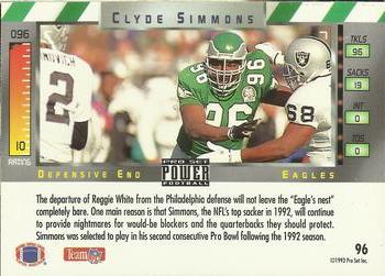 1993 Pro Set Power #96 Clyde Simmons Back