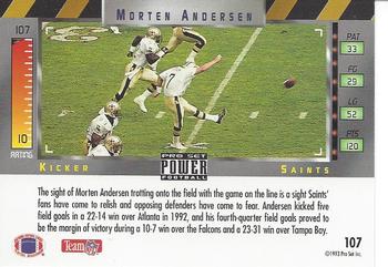1993 Pro Set Power #107 Morten Andersen Back