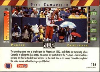1993 Pro Set Power #116 Rich Camarillo Back