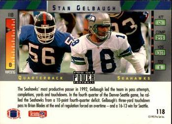 1993 Pro Set Power #118 Stan Gelbaugh Back