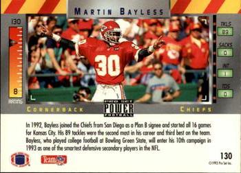 1993 Pro Set Power #130 Martin Bayless Back