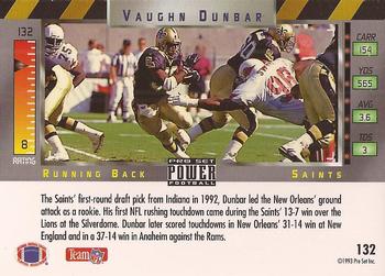 1993 Pro Set Power #132 Vaughn Dunbar Back