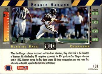 1993 Pro Set Power #133 Ronnie Harmon Back
