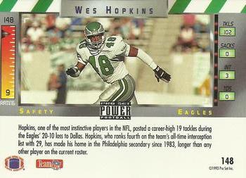 1993 Pro Set Power #148 Wes Hopkins Back